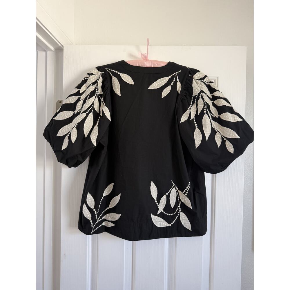 Anthropologie Embroidered Puff Sleeve Blouse Size L - Picture 11 of 15